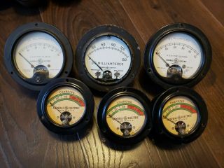 6 Vintage General Electric Panel Meters Dc Milliamperes,  Charging