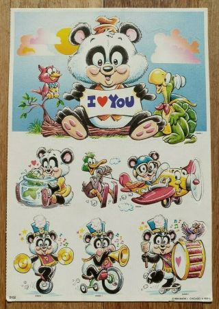 Vintage Mark 1 Stickers Cute Panda Bears 1984 Rare