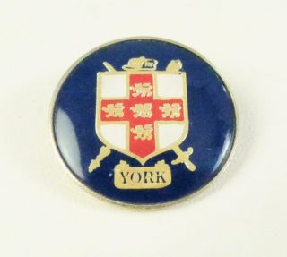 Vintage Blue White Red York Crest Travel Pin Badge