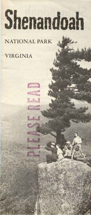1958 Usdoi Shenandoah National Park Virginia Visitor Brochure And Map