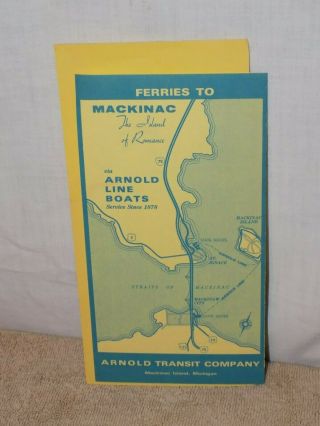 Arnold Mackinac Island Ferry Schedule 1969 Pamphlet Brochure