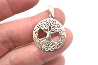 Brilliant Vintage Sterling Silver 925 Tree Of Life Pendant Necklace 684