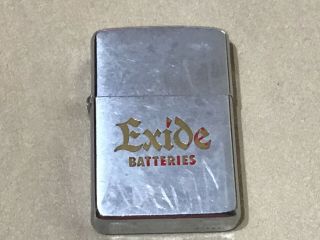Vintage 1963 Zippo Lighter W/ Exide Batteries Advertisement Usa Named
