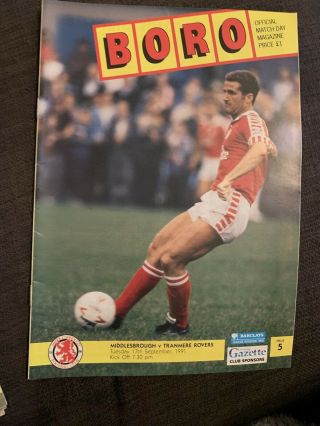 1991 Middlesbrough V Tranmere Rovers Football Programme