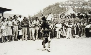 Vintage Native American Indian Apache Dance Mescalero Nm Rppc Photograph