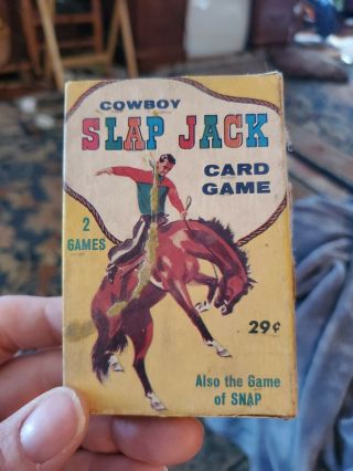 Vintage Cowboy Slap Jack Card Game Western Mid Century Usa
