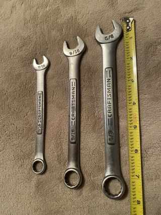 Vintage Craftsman Tools 12 Point Combination Wrench 5/8” 9/16” 7/16” Made In Usa