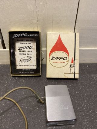 Vintage 1966 Brushed Metal Zippo Lighter W/Box. 2