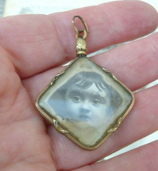 Vintage 1900 Old French Victorian Gold Plated Photo Locket Pendant Recto Verso