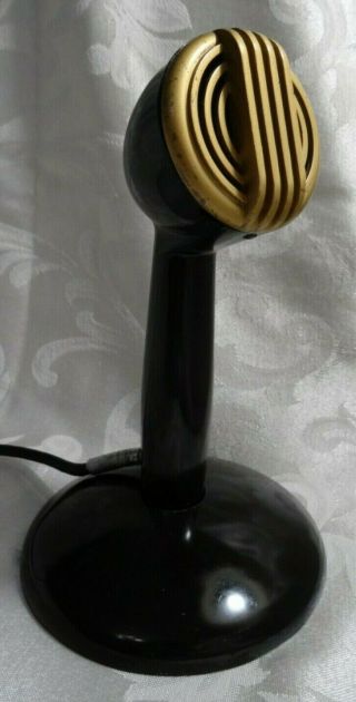 Vintage Art Deco Astatic Bullet Microphone With Stand & Cable C - 2644 1930 - 40 