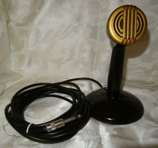 Vintage Art Deco Astatic Bullet Microphone with Stand & Cable C - 2644 1930 - 40 ' s 2