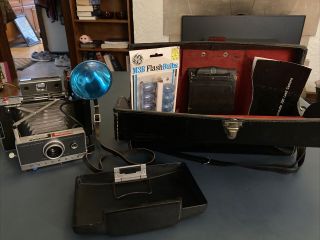 Vintage Polaroid Automatic 100 Land Camera With Accessories Huge Bundle