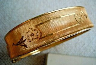 Vintage 12k Gold Fill Wide Engraved Bangle Bracelet,  22 Gram,  Makers Mark Of M