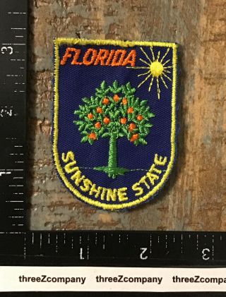 Vintage Florida Sunshine State Travel Souvenir Patch Fl Orange Tree