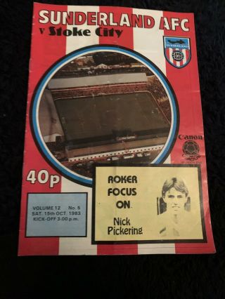 1983 Sunderland V Stoke City Football Programme