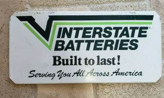Vintage Interstate Batteries Metal Advertising Display Rack Sign 20 1/4 " X 9 1/2