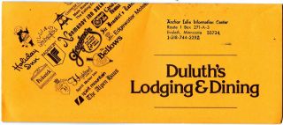 Duluth Minnesota 1960s Vintage Dining & Lodging Guide Grc1