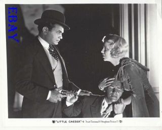 Edward G.  Robinson Holds Gun On A Man And A Woman Little Caesar Vintage Photo