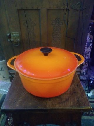 Vintage Cousances Enameled Cast Iron Dutch Oven Pot 22 Made In France With Lid