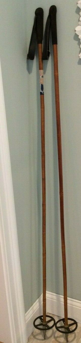 Vintage Liljedahl 60 " Ski Bamboo Ski Poles Made In Norway