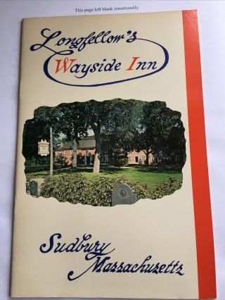 Longfellow’s Wayside Inn Booklet/brochure - Massachusetts - Natl.  Historic Site