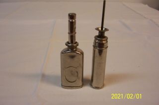 Vintage " Perfect Pocket Oiler " Spout Oil Cans,  Gun Oiler,  Machine Oiler Pump