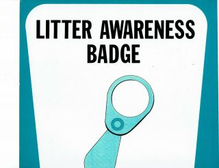 Vintage 1977 US Forest Service Litter Awareness Badge Hvy Paper Sign - 12 