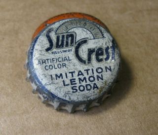 Vintage Sun Crest Lemon Soda Cork Bottle Cap Collectible Cork Crown Cap