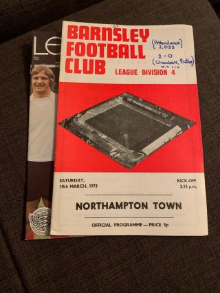 1973 Barnsley V Northampton Town Football/soccer Programme