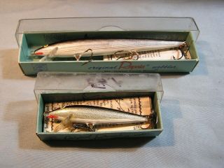 Vintage Wood Early Rapala Floating Minnows In Box & Insert