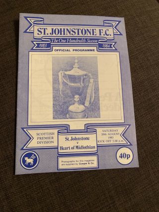 1983 St Johnston V Heart Of Midlothian Football Programme