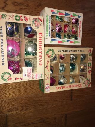 3 Boxes Of Vintage Glass Christmas Balls