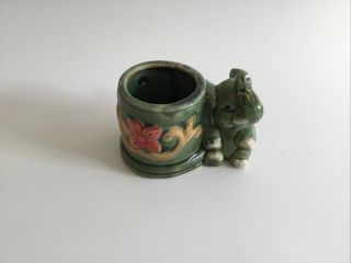 Vintage Baby Elephant,  With Trunk Raised,  Vase Planter Figurine,  Painted Flower