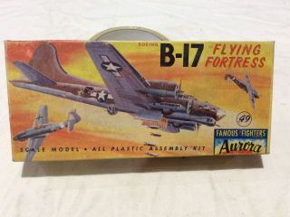 Vintage Aurora 1961 B - 17 Flying Fortress Bomber Model Kit 491 - 49