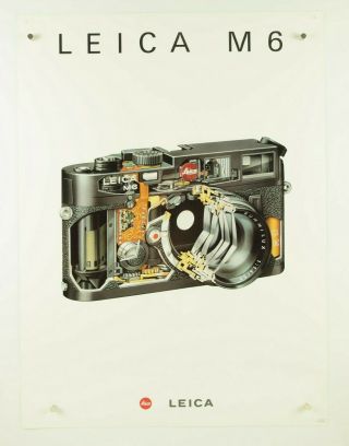 Vtg Leica M6 Slr Camera Double - Sided Advertising Poster,  Cut Away,  Lenses 20x27 "