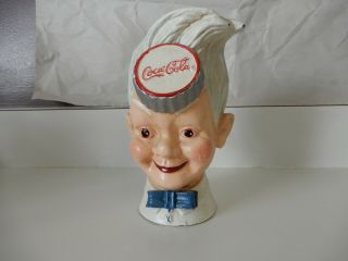 Vintage Coca Cola Coke Man Head Money Bank Cast Iron