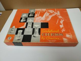 Vtg Mid Century Mod 1961 Sculptured Chess Set Peter Ganine Gothic Salon Ed 1475