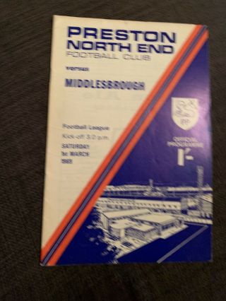 1969 Preston North End V Middlesbrough Football Programme