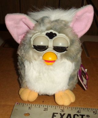1998 Furby Gray White Pink Ears Vintage Model 70 - 800 Tiger