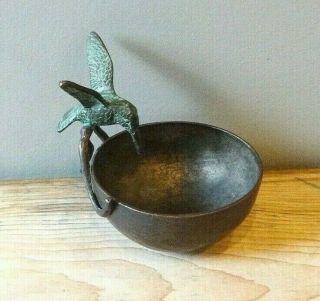 Vtg Hummingbird Copper Offering Altar Bowl Incense Burner Jewelry Trinket Dish