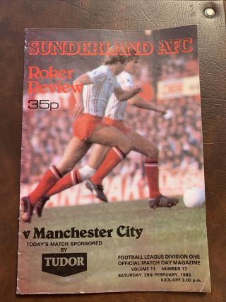 1983 Sunderland V Manchester City Football Programme