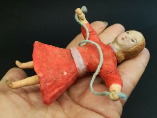 Vintage Russian Spun Cotton Christmas Ornament Girl With A Jump Rope Mica