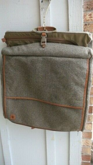 Vintage Hartmann Tweed Leather Carry On Luggage Garment Bag Suitcase 23 "