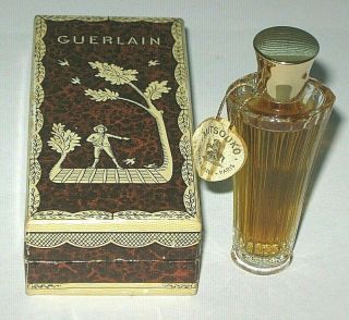 Vintage Guerlain Mitsouko Perfume Bottle & Box 1/4 Oz Open 3/4 Full - 3 " Height