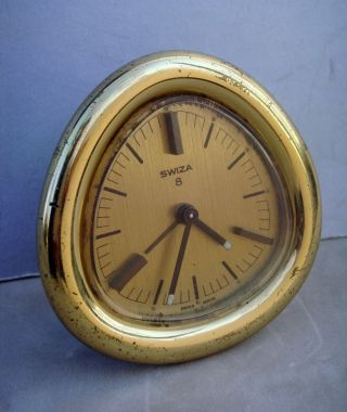 Vintage Swiza 8 Day Travel Alarm Clock Serviced
