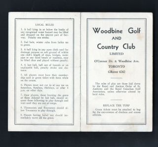 Vintage Stymie Scorecard Woodbine Golf & Country Club,  Toronto Canada Defunct