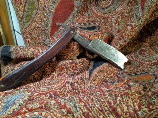 Antique Real Dutchman Straight Razor With Wooden Handle Made By Greaves & Son