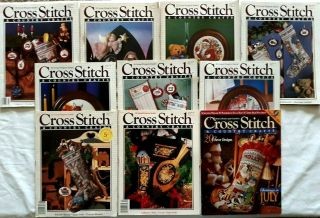(10) Cross Stitch & Country Crafts Books - Craftways - Vintage - 1987,  88,  89,  90,  94