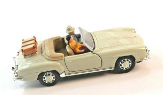 Vintage Mercedes Benz 190 Sl Roadster With Opening Doors And People.  Taupe