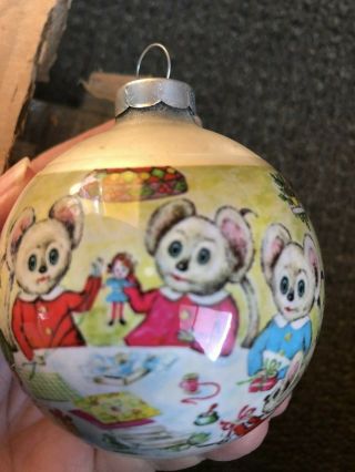 Set Of Five Christmas Mouse Shrink Wrap Vintage Ornaments